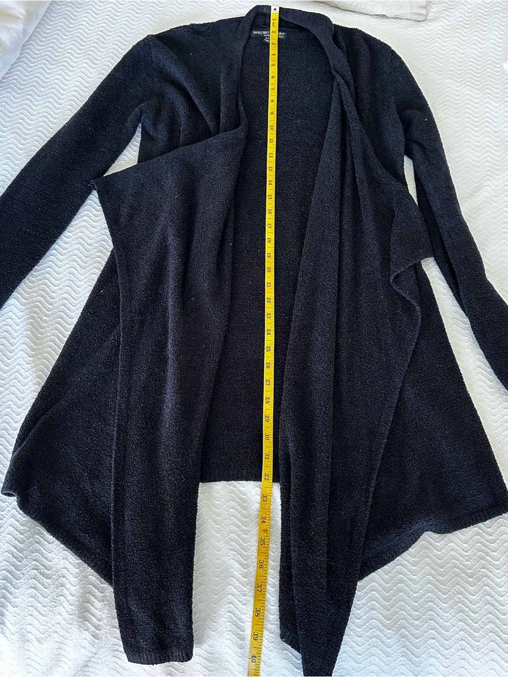 Barefoot Dreams Bamboo Women's Open-Front Drape Cardigan Sweater - Black S/M - Picture 4 of 6